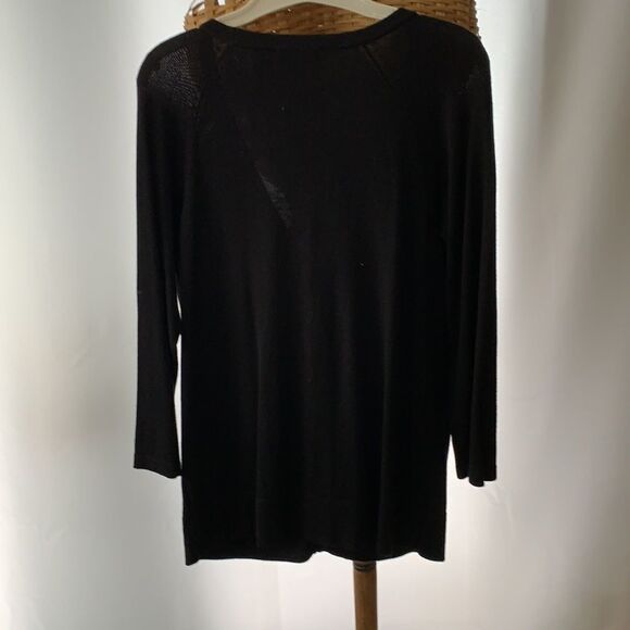 Susan Graver small button up V-neck Cardigan w/tons of sequins large & small. - Picture 3 of 8